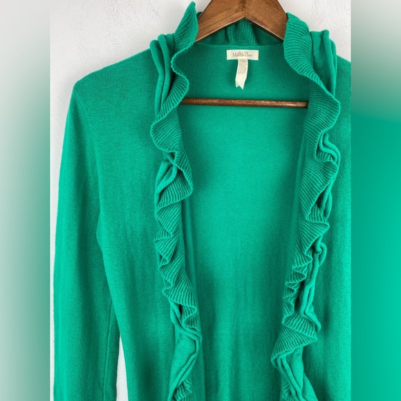 Matilda Jane size Small Women’s Spring To Mind Green Ruffle Cardigan Sweater - Picture 4 of 5